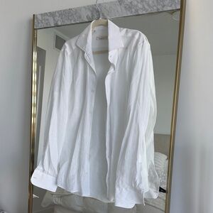 Men’s Luca faloni size 40 white 100% linen shirt medium 15.75